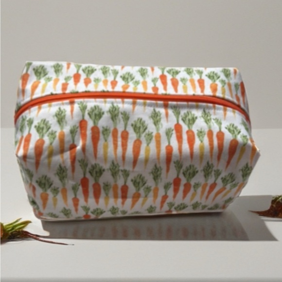 Mommajsews Handbags - Hand crafted  Carrot Print Cosmetic Bag
